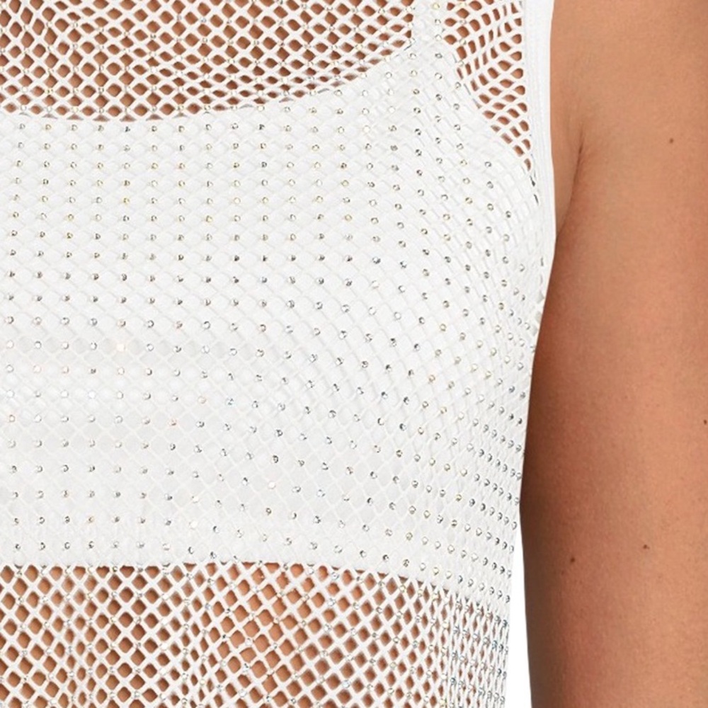 Madden NYC Juniors Plus Rhinestone Mesh Tank Top NWT - Picture 4 of 10